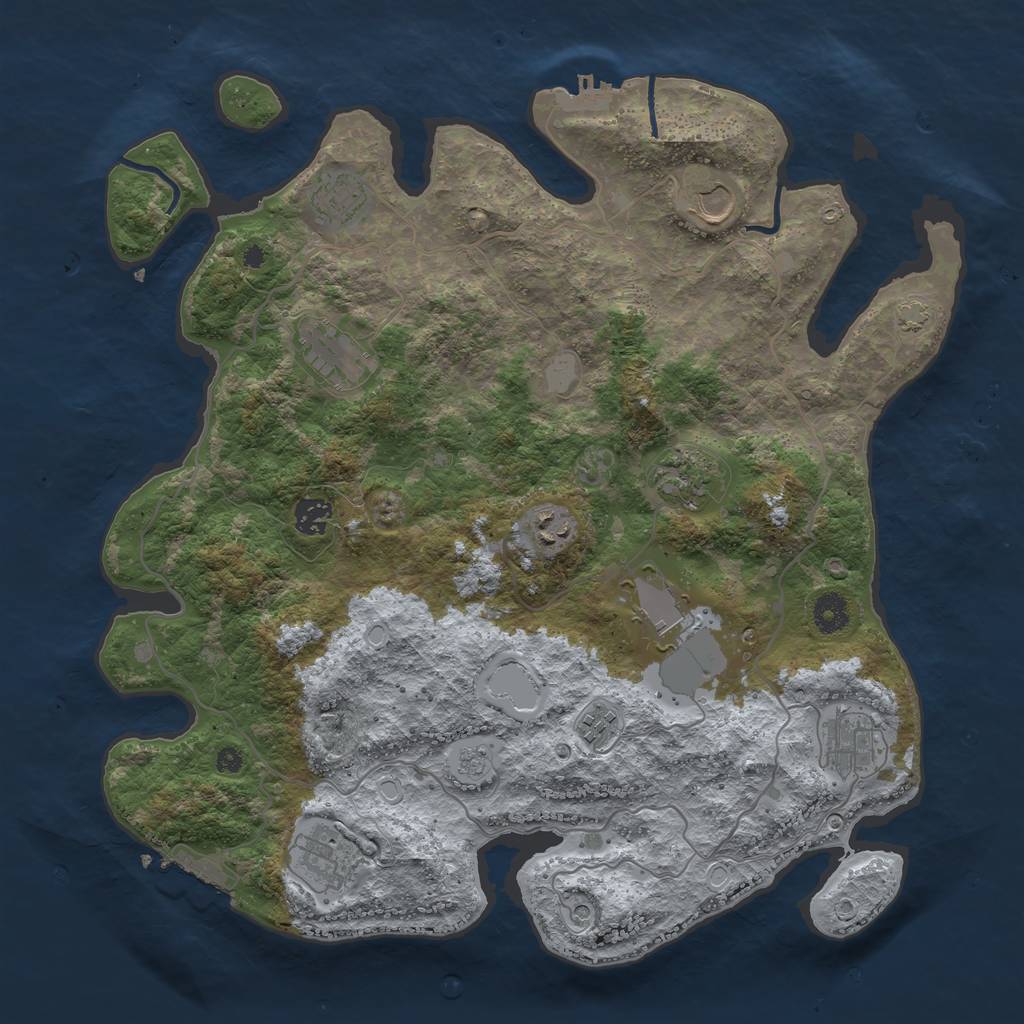Rust Map: Procedural Map, Size: 4000, Seed: 1722689640, 18 Monuments