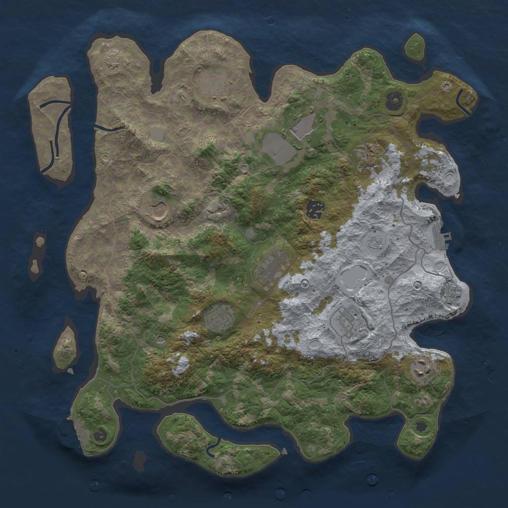 Rust Map: Procedural Map, Size: 4000, Seed: 2239941, 18 Monuments