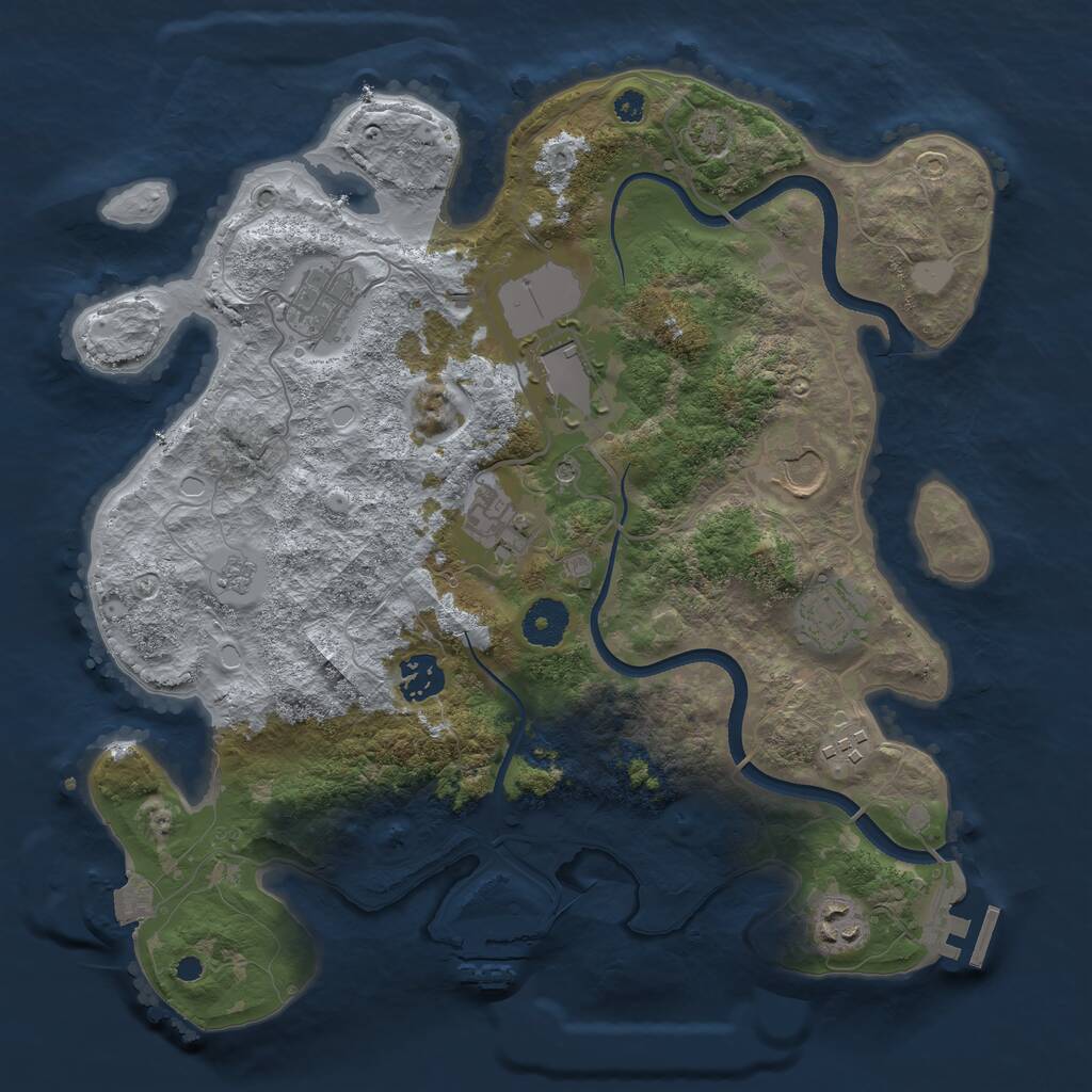 Rust Map: Procedural Map, Size: 3500, Seed: 1111562039, 14 Monuments