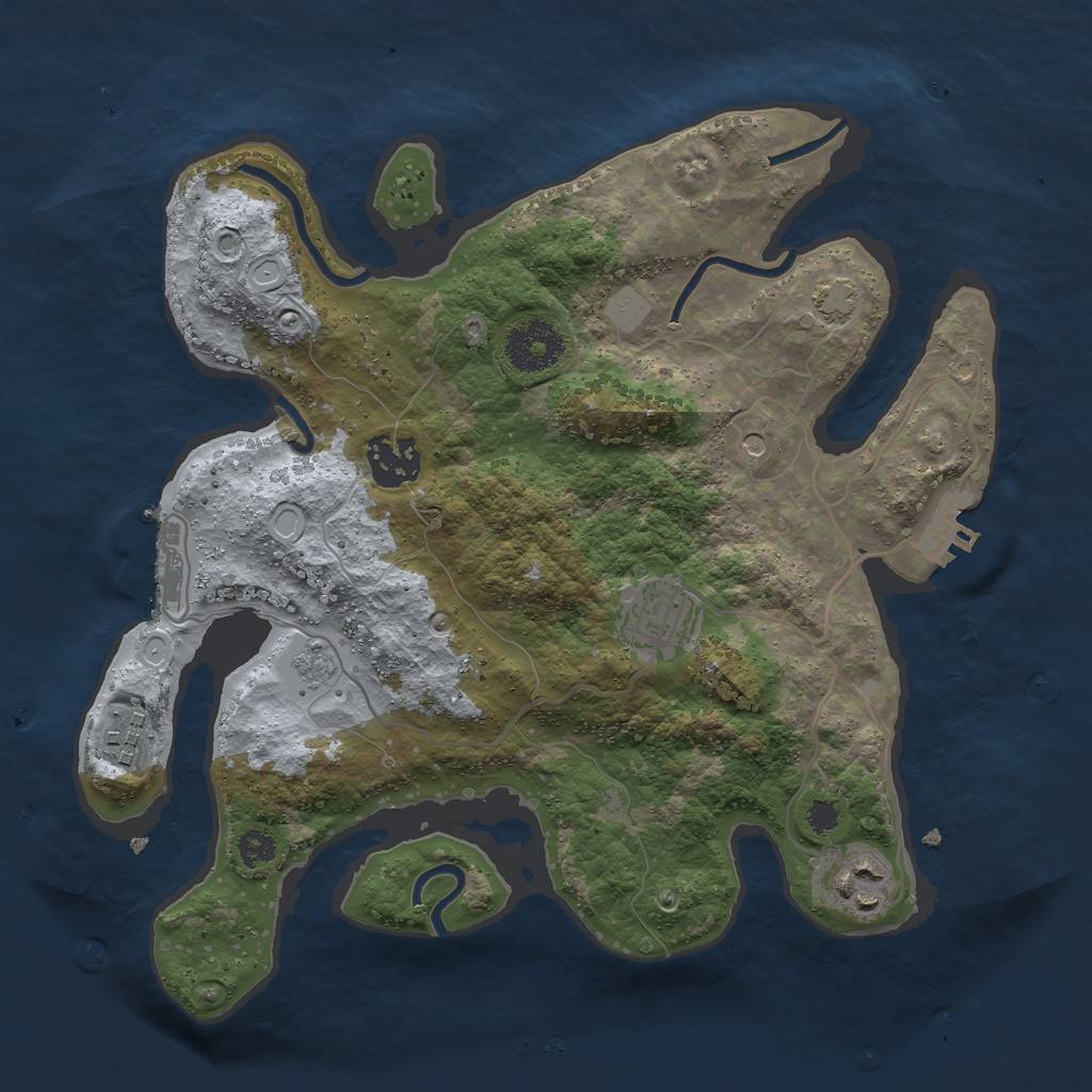 Rust Map: Procedural Map, Size: 3000, Seed: 1159059790, 12 Monuments