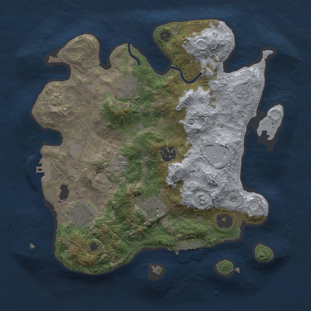 Rust Map: Procedural Map, Size: 3000, Seed: 624906902, 13 Monuments