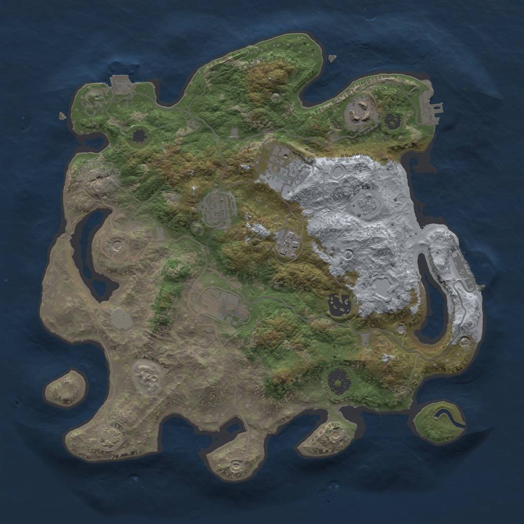 Rust Map: Procedural Map, Size: 3250, Seed: 281862732, 14 Monuments