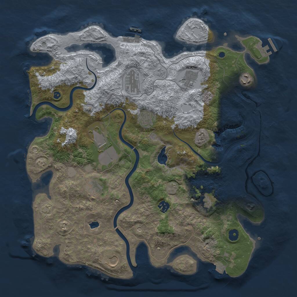 Rust Map: Procedural Map, Size: 4000, Seed: 74649290, 16 Monuments