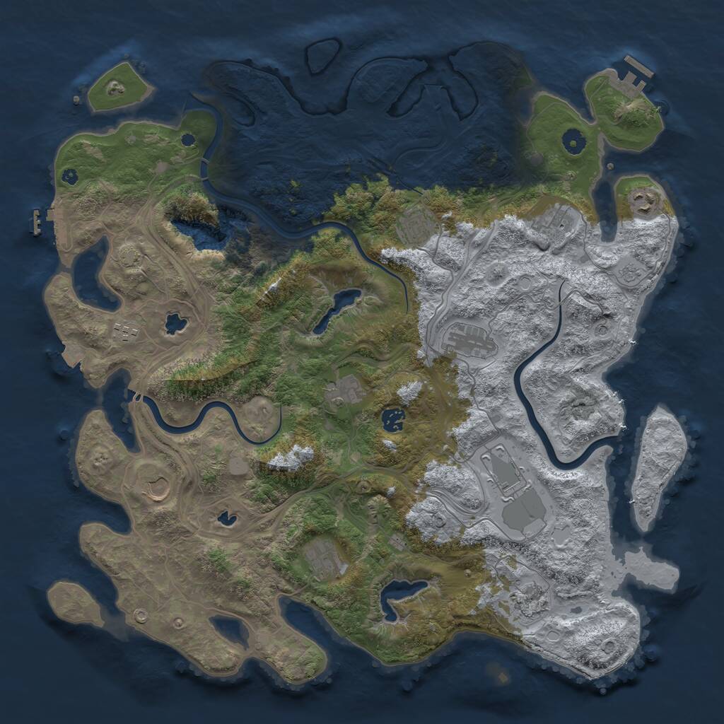 Rust Map: Procedural Map, Size: 4500, Seed: 4982357, 17 Monuments