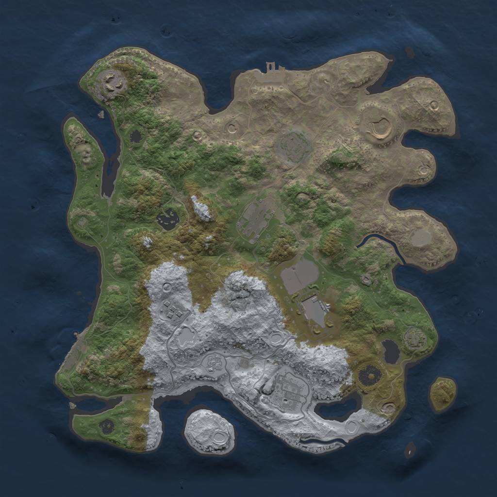 Rust Map: Procedural Map, Size: 3500, Seed: 93247255, 16 Monuments