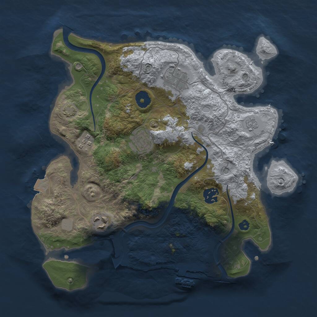 Rust Map: Procedural Map, Size: 3000, Seed: 1045963238, 10 Monuments