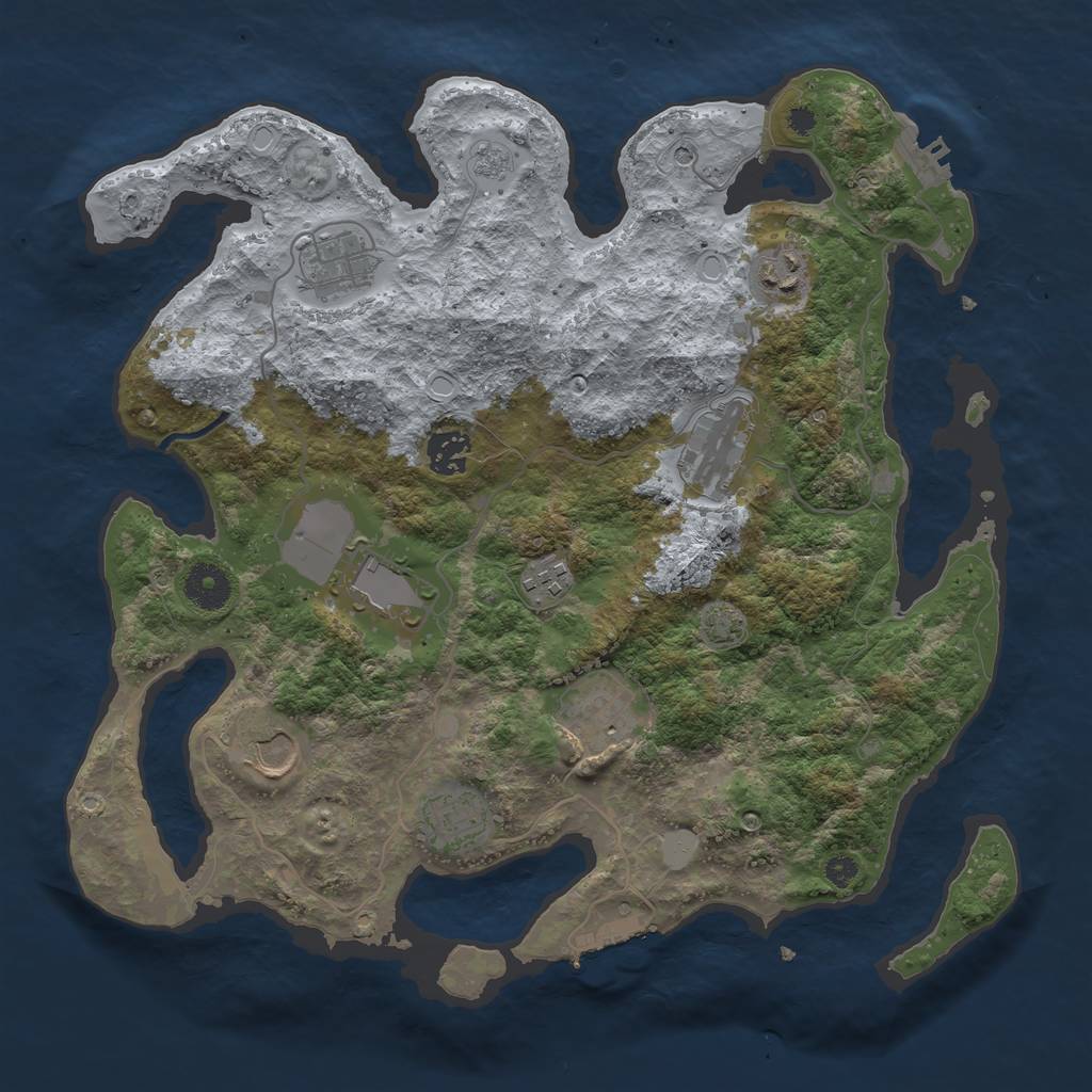 Rust Map: Procedural Map, Size: 3600, Seed: 94231922, 17 Monuments