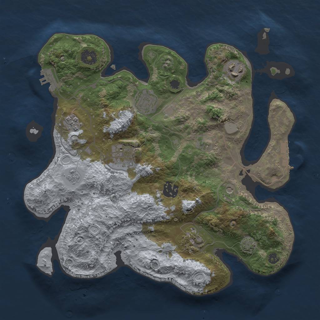 Rust Map: Procedural Map, Size: 3000, Seed: 1612579646, 14 Monuments