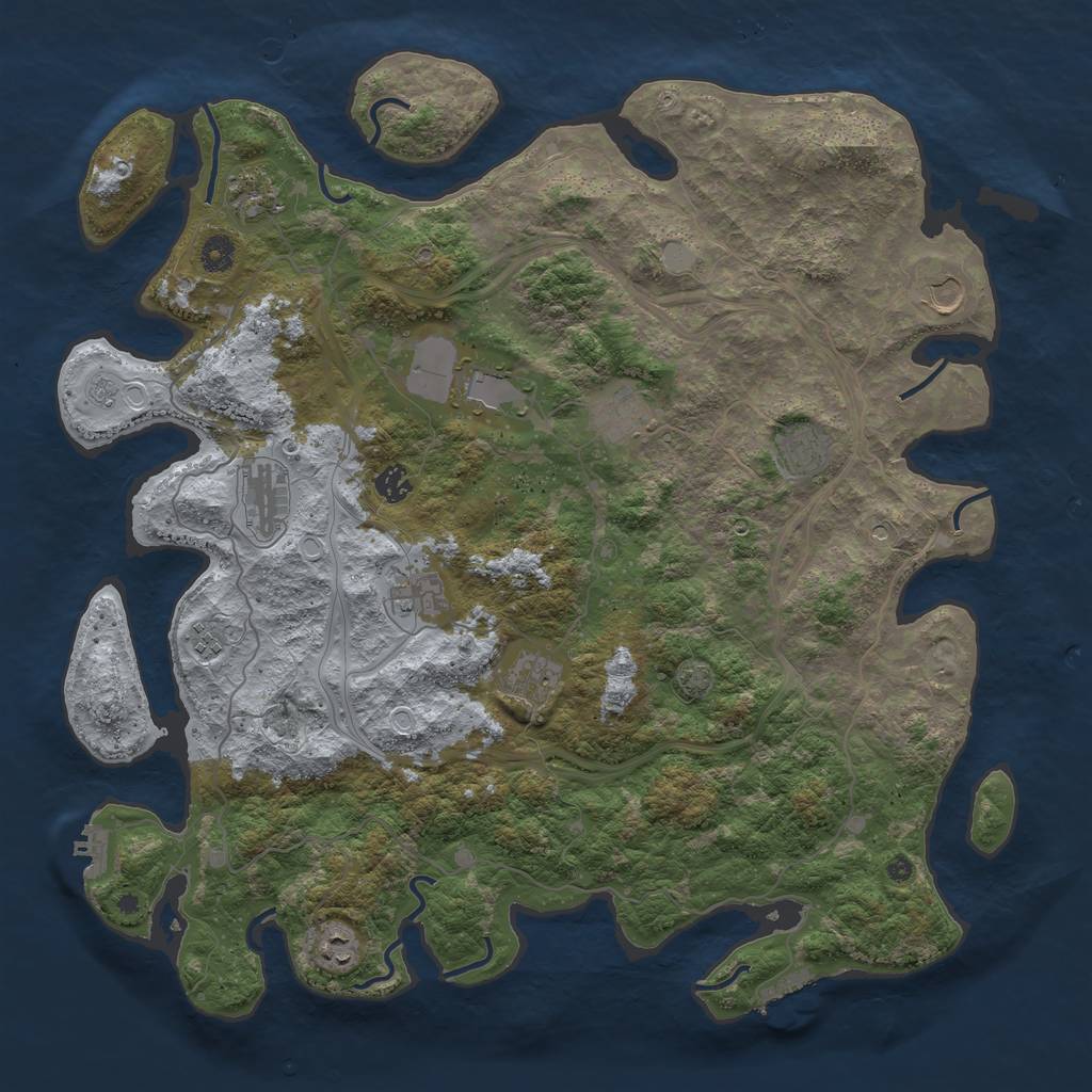 Rust Map: Procedural Map, Size: 4500, Seed: 40217, 19 Monuments
