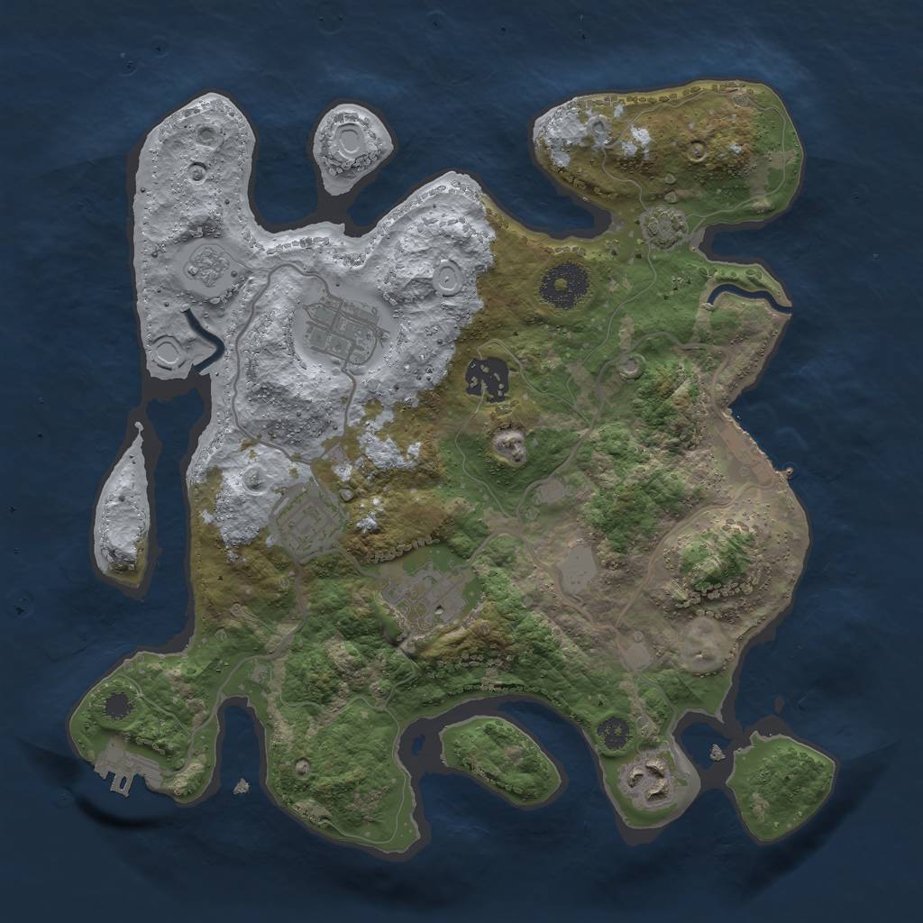 Rust Map: Procedural Map, Size: 3000, Seed: 16064, 12 Monuments