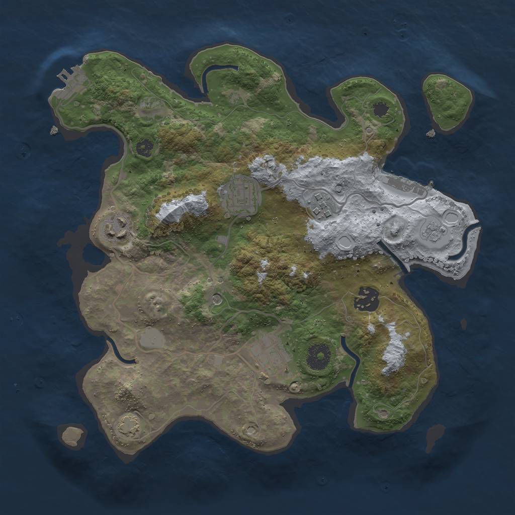 Rust Map: Procedural Map, Size: 3000, Seed: 7054, 13 Monuments