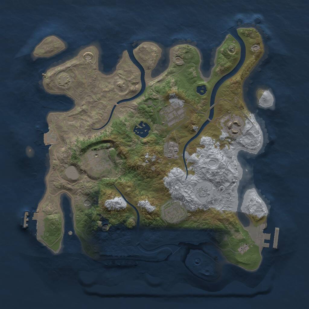 Rust Map: Procedural Map, Size: 3000, Seed: 53866, 12 Monuments