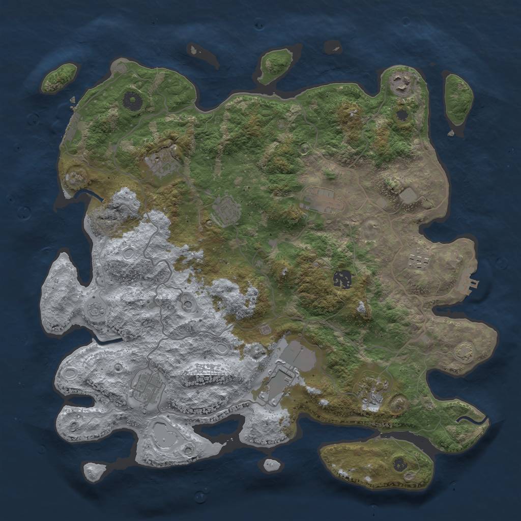 Rust Map: Procedural Map, Size: 4000, Seed: 735060874, 17 Monuments