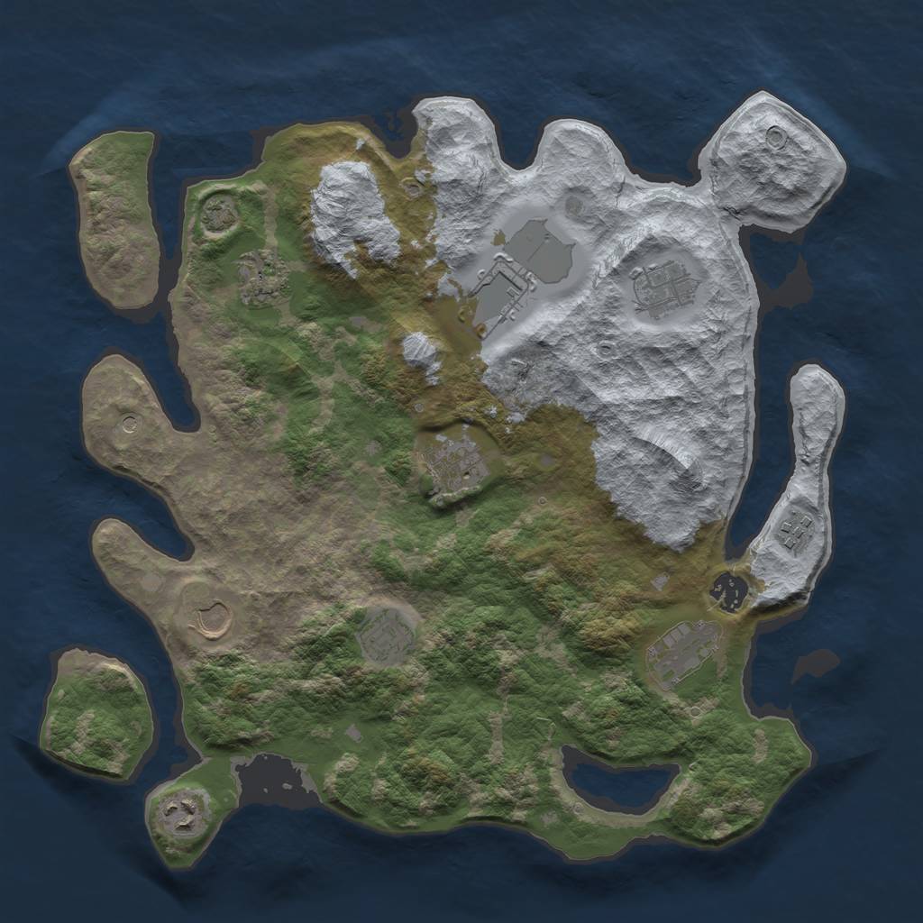 Rust Map: Barren, Size: 3750, Seed: 7717408, 14 Monuments