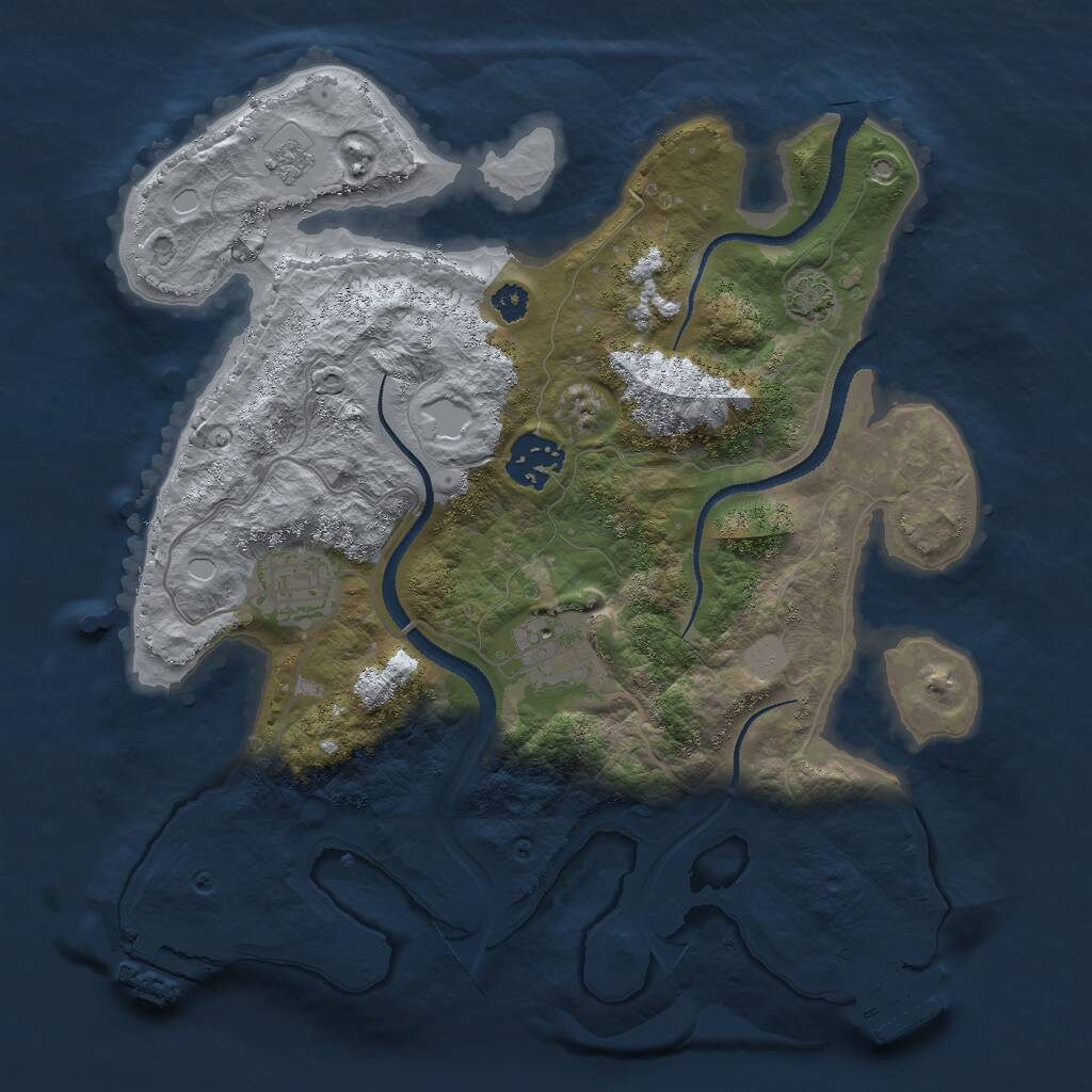 Rust Map: Procedural Map, Size: 3000, Seed: 19733, 8 Monuments