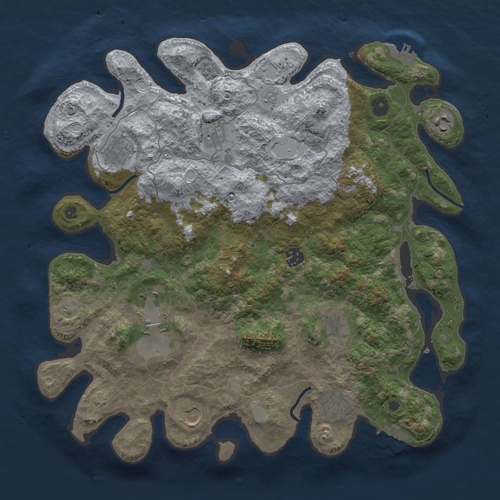 Rust Map: Procedural Map, Size: 4000, Seed: 963600883, 17 Monuments