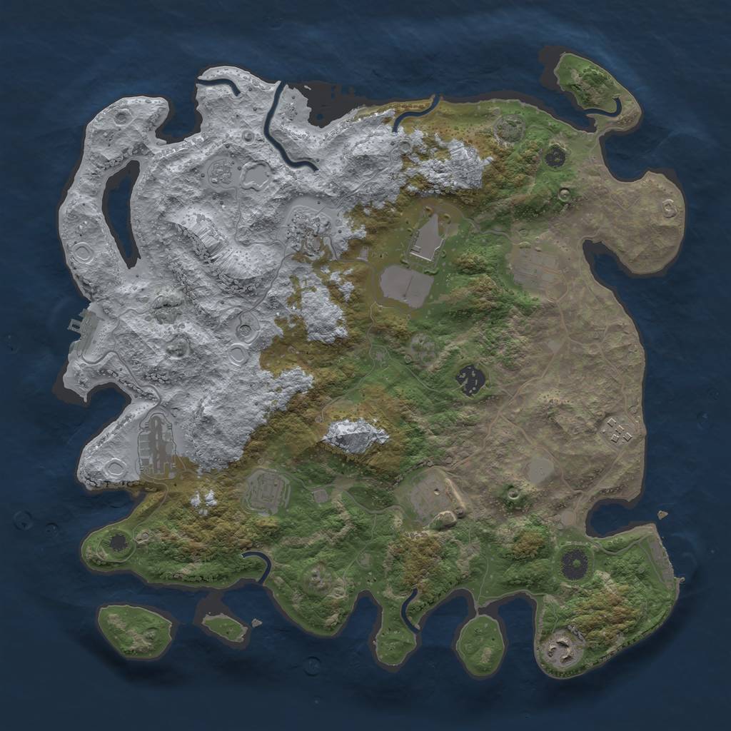 Rust Map: Procedural Map, Size: 3800, Seed: 77114466, 17 Monuments