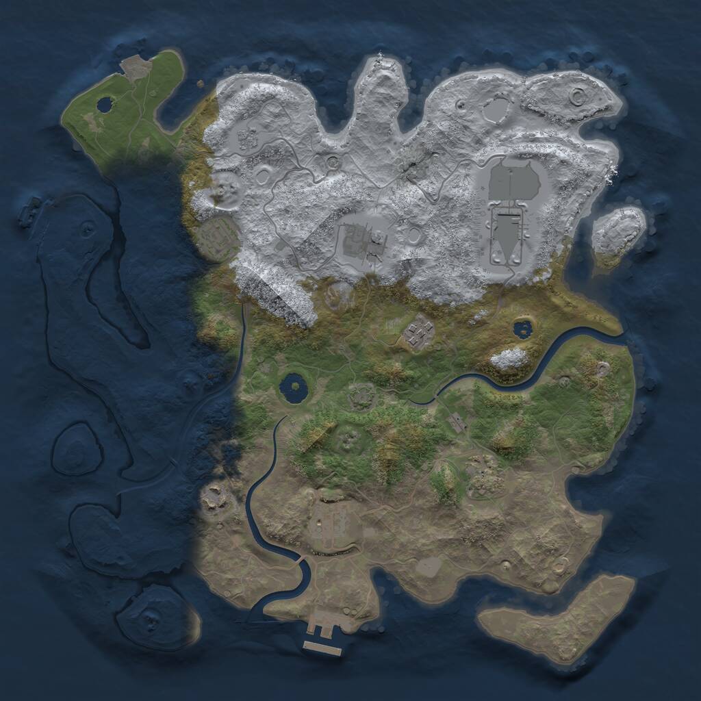 Rust Map: Procedural Map, Size: 3700, Seed: 26469021, 13 Monuments