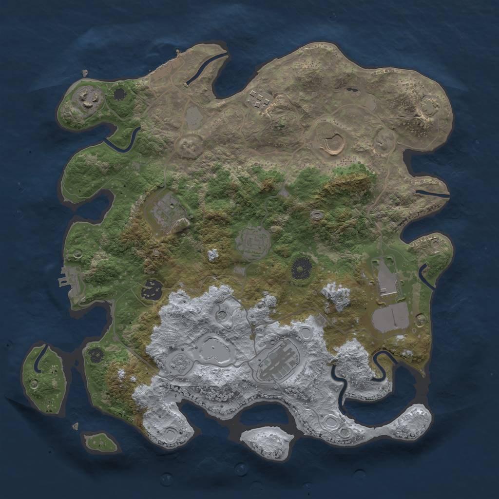 Rust Map: Procedural Map, Size: 3500, Seed: 826295727, 16 Monuments
