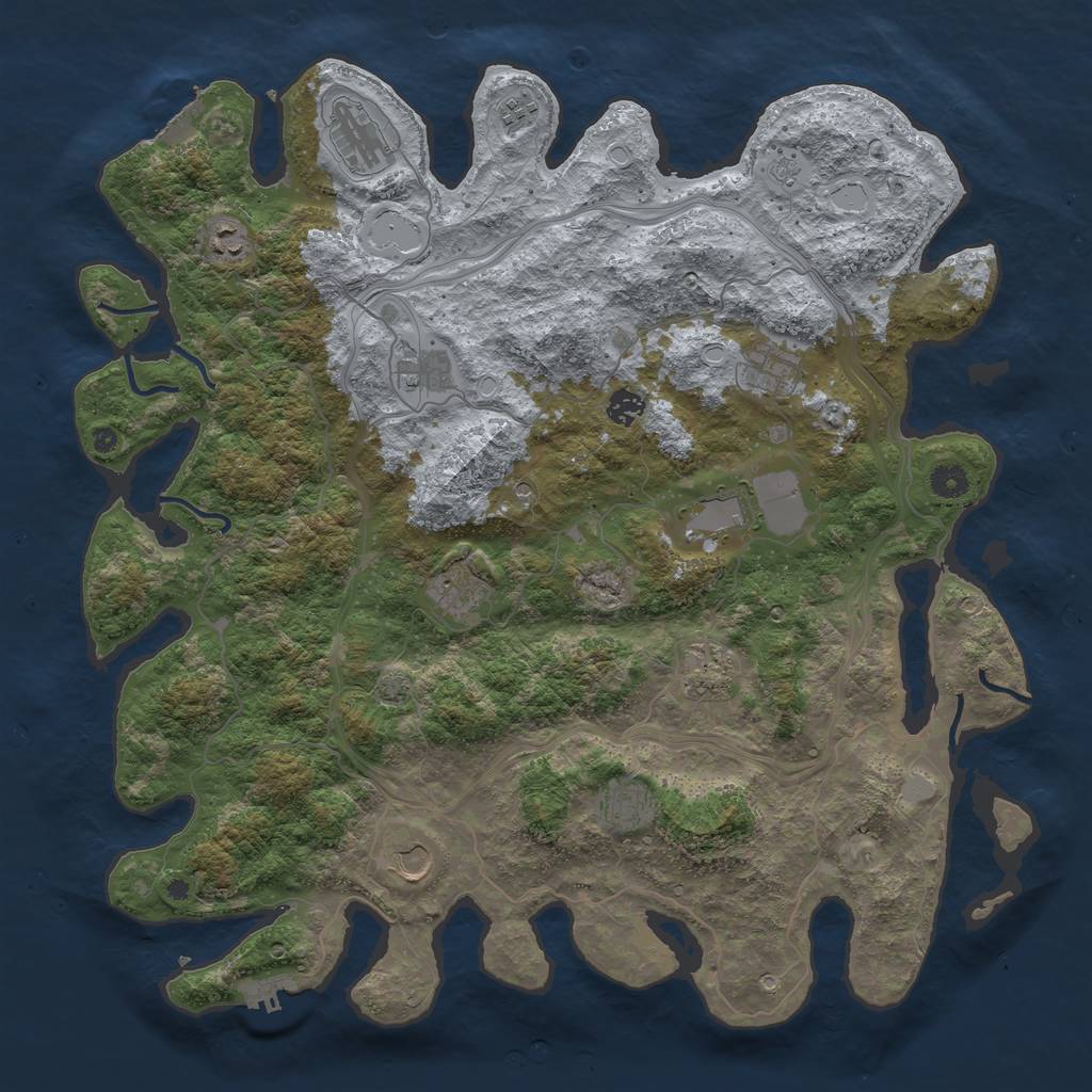 Rust Map: Procedural Map, Size: 4500, Seed: 1313076014, 19 Monuments