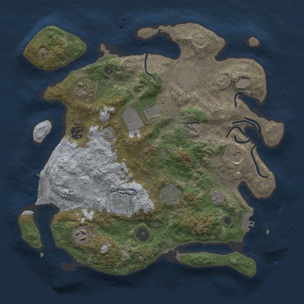 Rust Map: Procedural Map, Size: 3500, Seed: 1229256352, 16 Monuments
