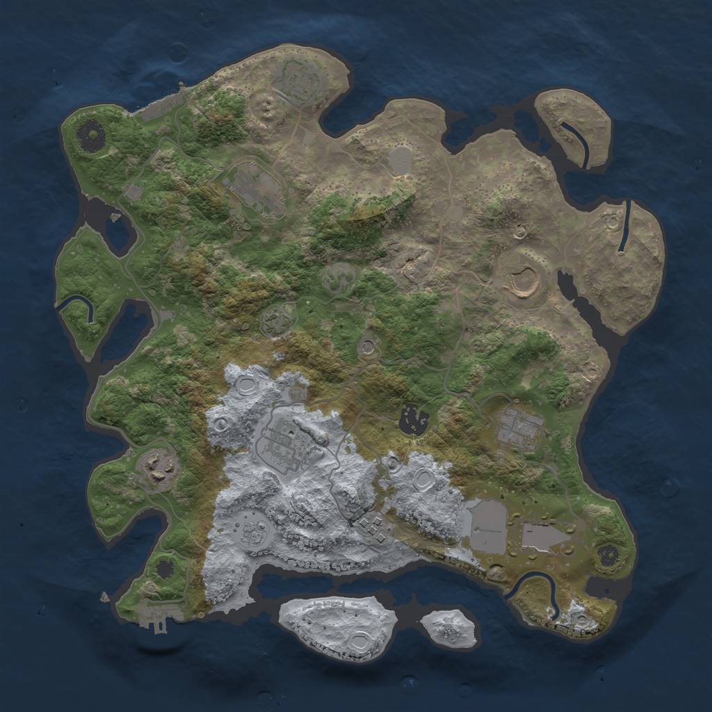 Rust Map: Procedural Map, Size: 3500, Seed: 37373282, 17 Monuments