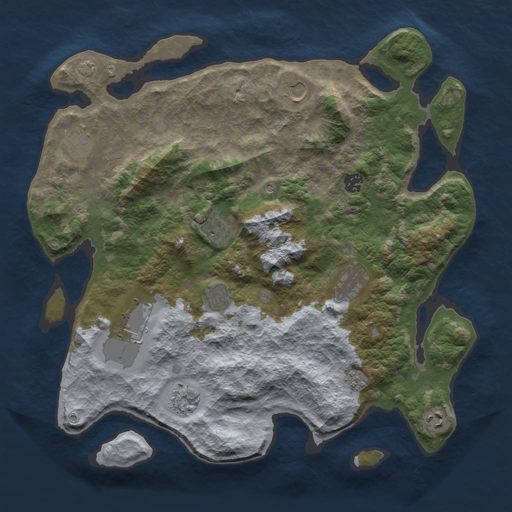 Rust Map: Barren, Size: 3950, Seed: 41813354, 14 Monuments
