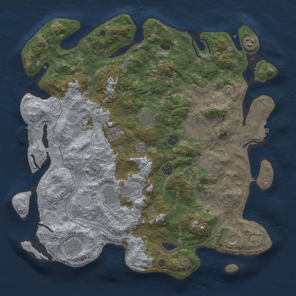 Rust Map: Procedural Map, Size: 4400, Seed: 37216363, 18 Monuments