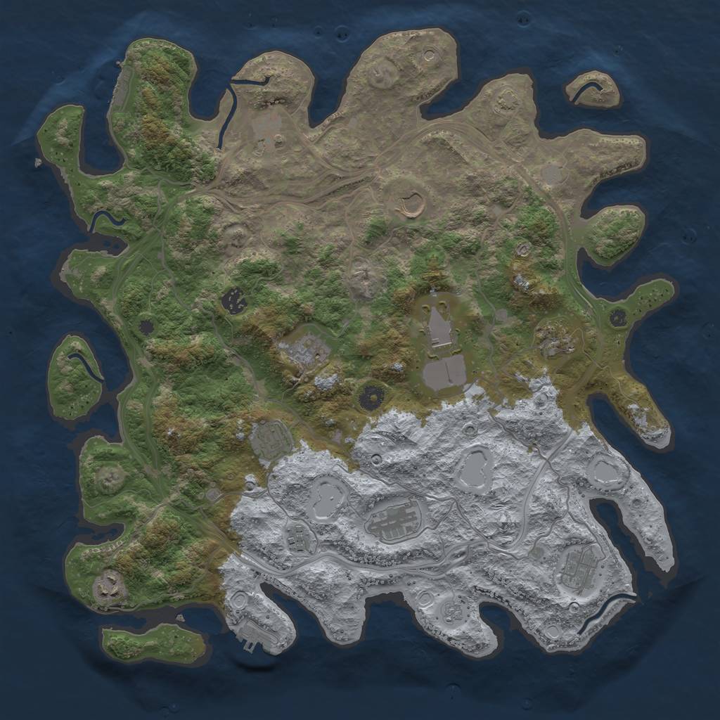 Rust Map: Procedural Map, Size: 4300, Seed: 2191508, 19 Monuments
