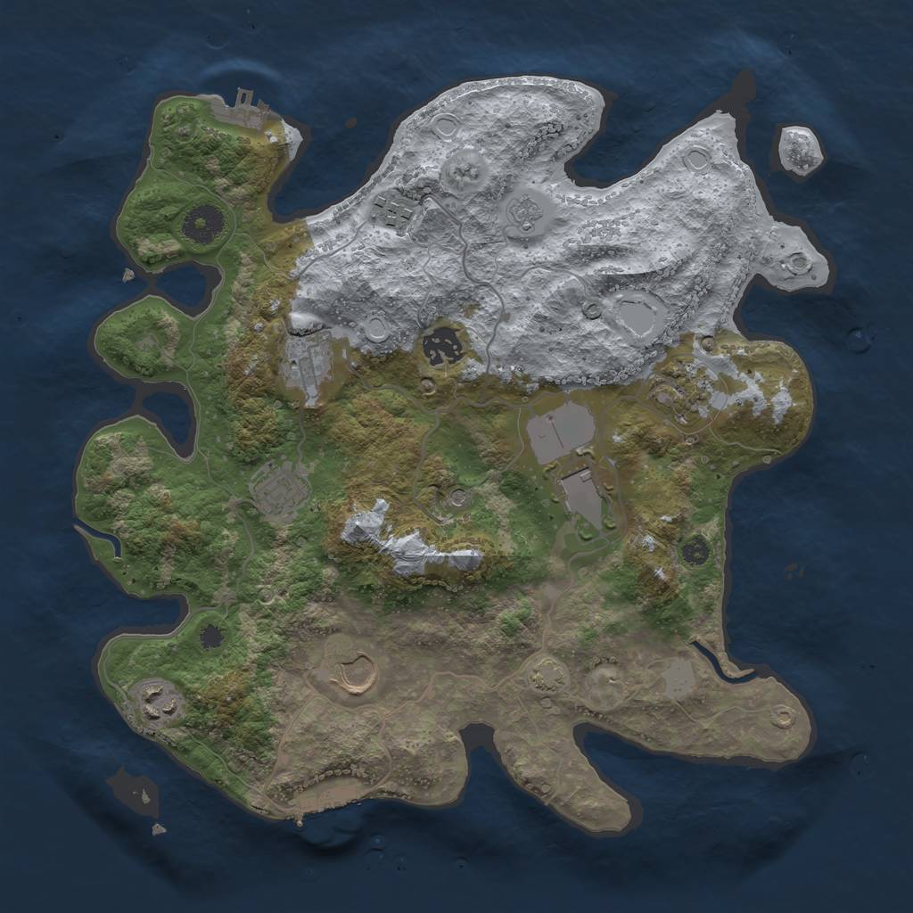 Rust Map: Procedural Map, Size: 3500, Seed: 1208402882, 16 Monuments