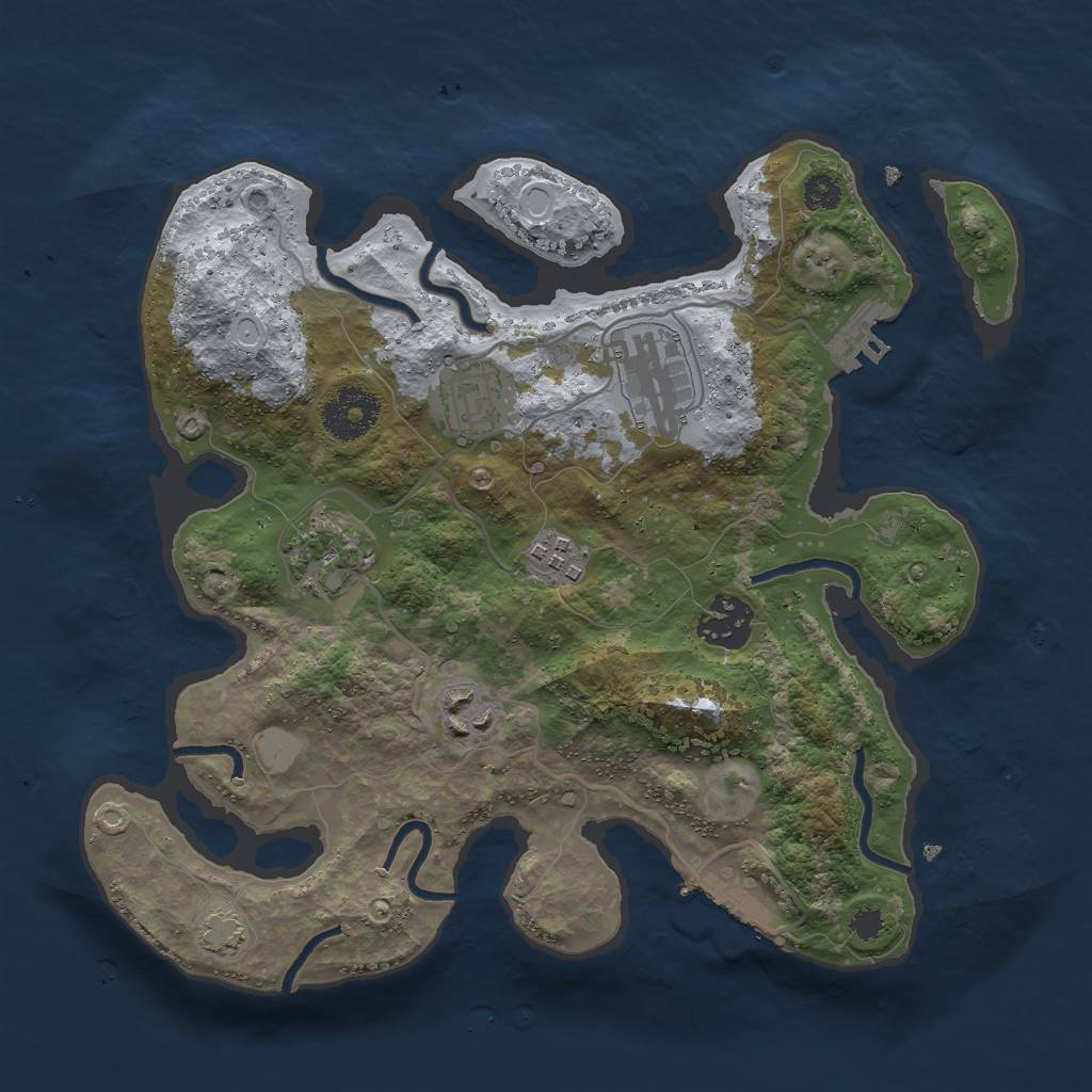 Rust Map: Procedural Map, Size: 3000, Seed: 71665104, 12 Monuments