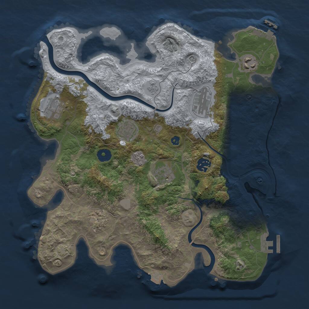 Rust Map: Procedural Map, Size: 3400, Seed: 90473496, 14 Monuments