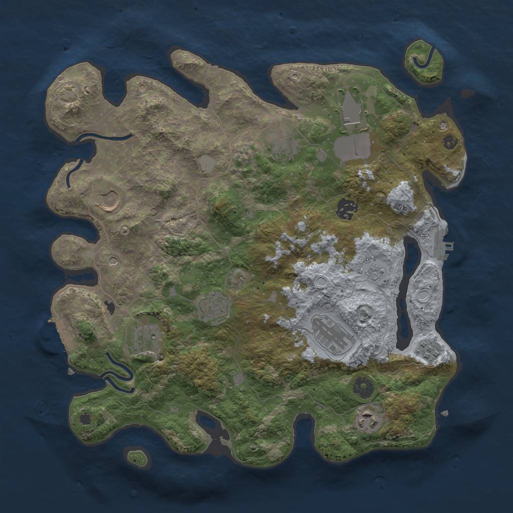 Rust Map: Procedural Map, Size: 3650, Seed: 94791638, 17 Monuments