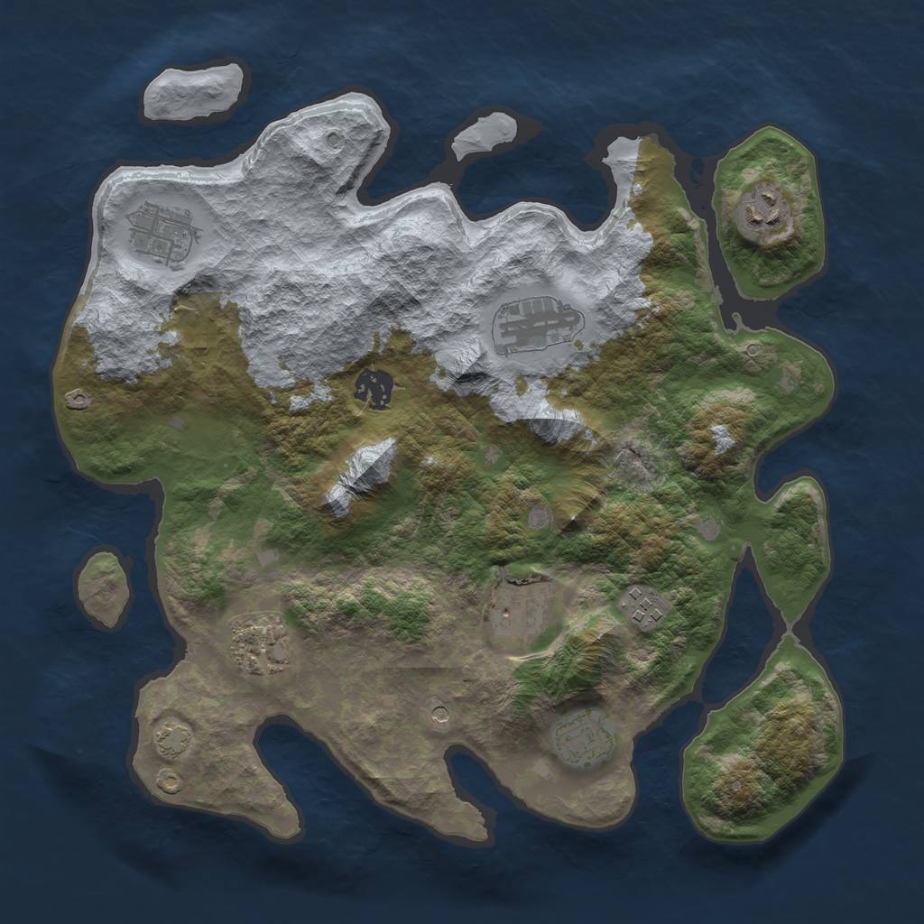 Rust Map: Barren, Size: 3450, Seed: 94167218, 12 Monuments