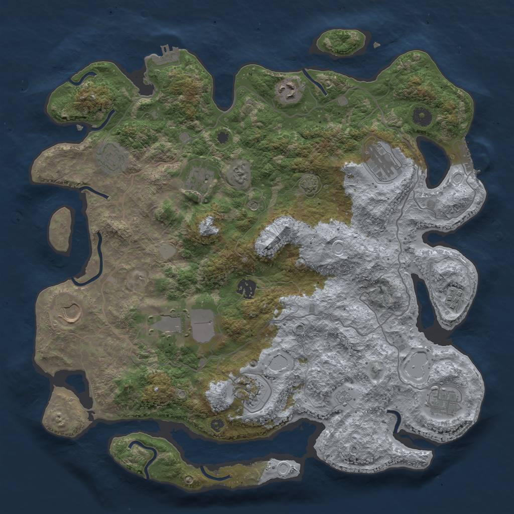Rust Map: Procedural Map, Size: 4000, Seed: 1533665004, 18 Monuments