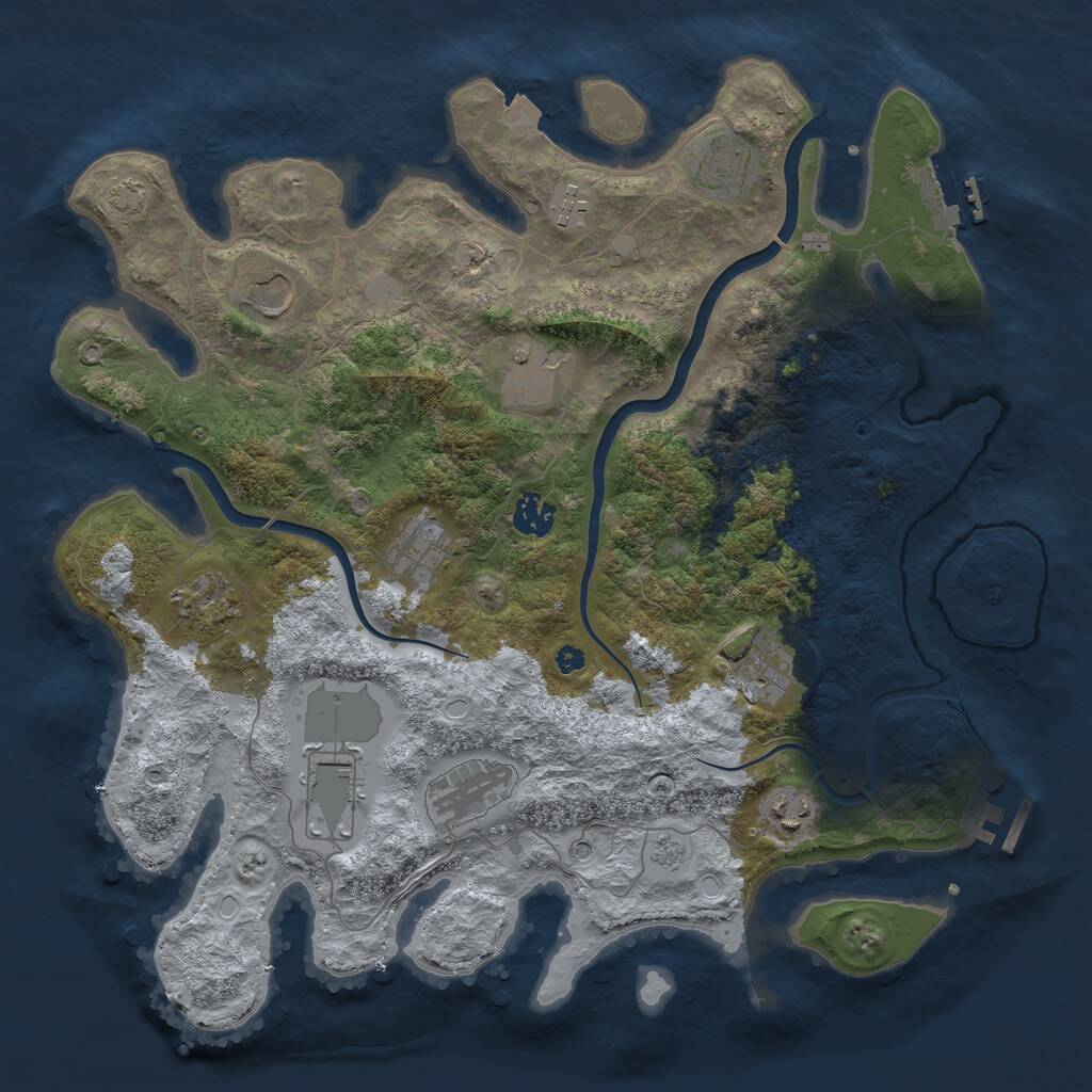 Rust Map: Procedural Map, Size: 3850, Seed: 1540687606, 17 Monuments