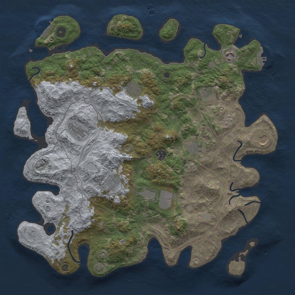 Rust Map: Procedural Map, Size: 4300, Seed: 89687643, 18 Monuments