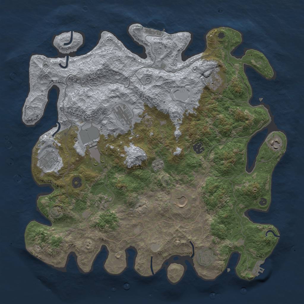 Rust Map: Procedural Map, Size: 4100, Seed: 44946031, 18 Monuments