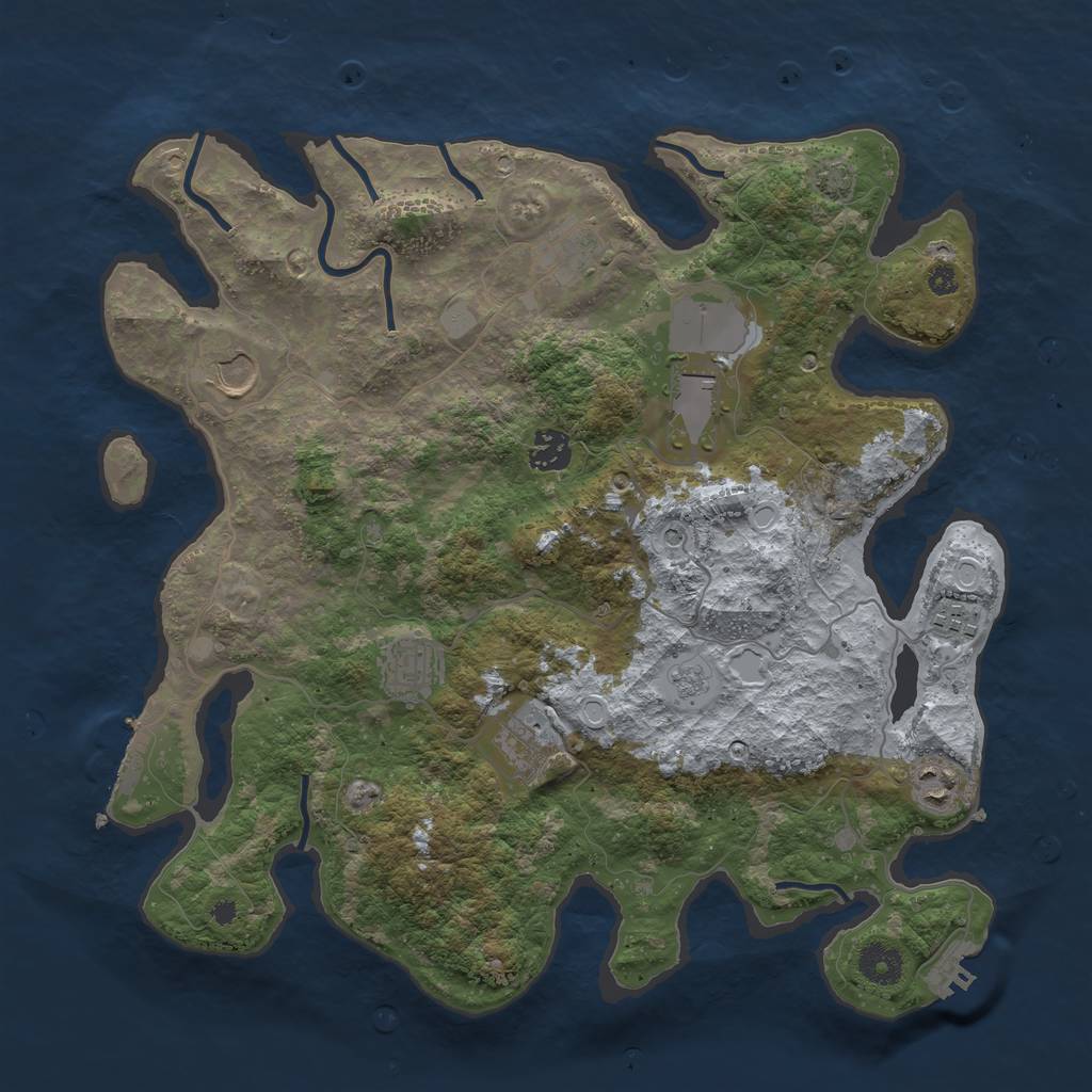 Rust Map: Procedural Map, Size: 3750, Seed: 18404928, 16 Monuments