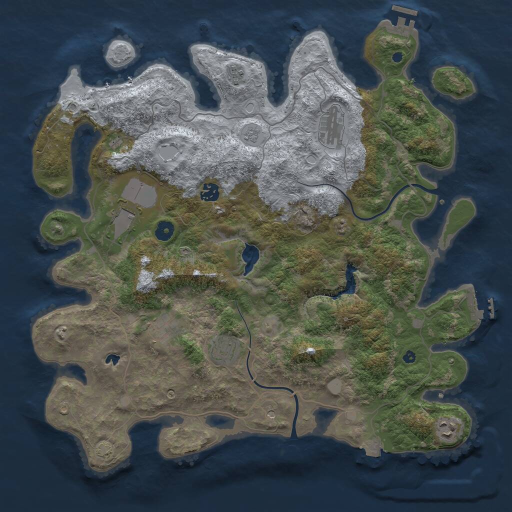 Rust Map: Procedural Map, Size: 4000, Seed: 75471, 13 Monuments