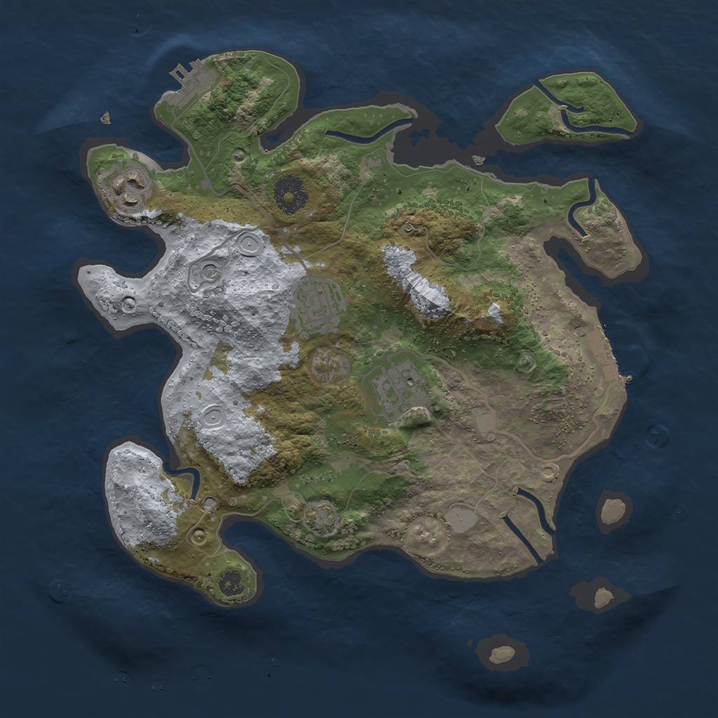 Rust Map: Procedural Map, Size: 3000, Seed: 78418777, 10 Monuments