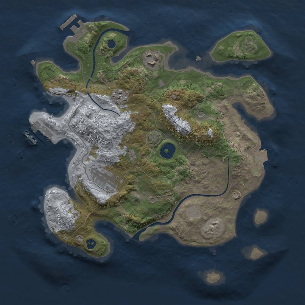 Rust Map: Procedural Map, Size: 3000, Seed: 78418777, 8 Monuments