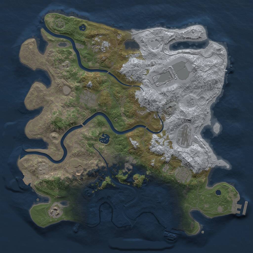 Rust Map: Procedural Map, Size: 3700, Seed: 276960, 16 Monuments