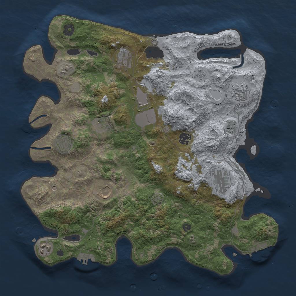Rust Map: Procedural Map, Size: 3700, Seed: 276960, 18 Monuments