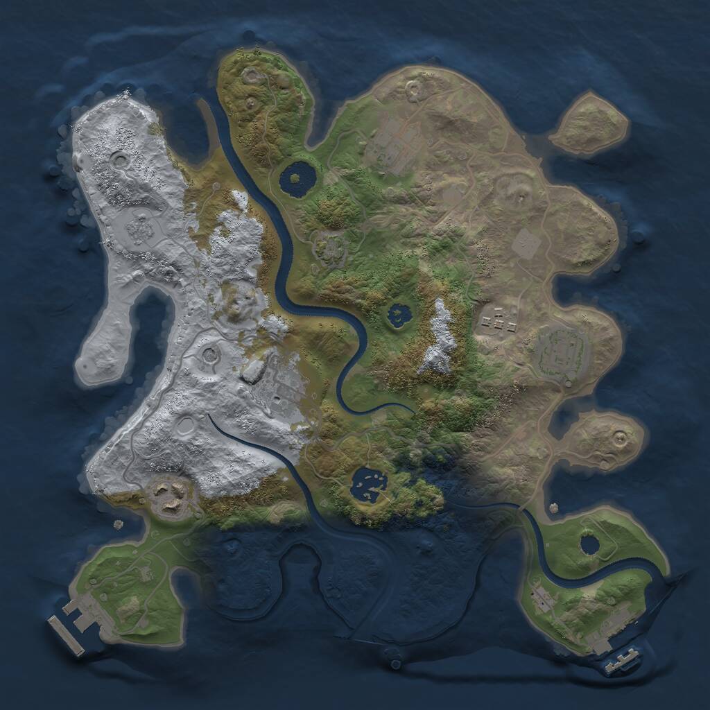 Rust Map: Procedural Map, Size: 3000, Seed: 2456983, 12 Monuments