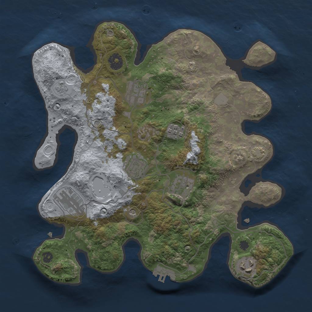 Rust Map: Procedural Map, Size: 3000, Seed: 2456983, 13 Monuments