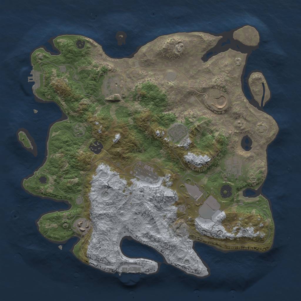 Rust Map: Procedural Map, Size: 3500, Seed: 1676212489, 16 Monuments