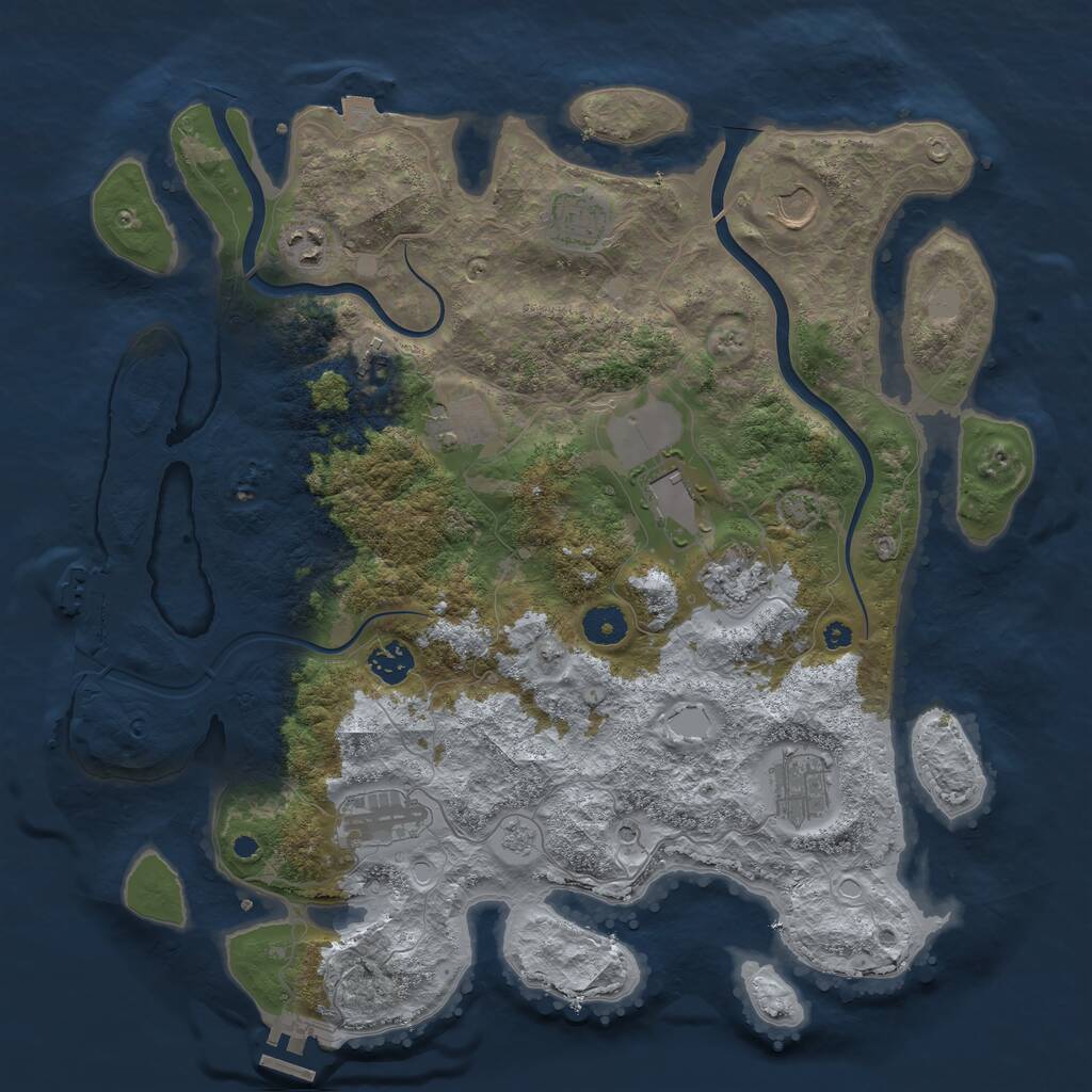 Rust Map: Procedural Map, Size: 3900, Seed: 74668420, 16 Monuments