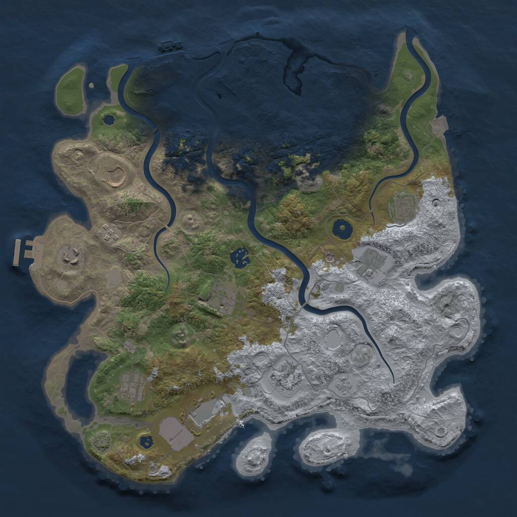 Rust Map: Procedural Map, Size: 3900, Seed: 5139216, 16 Monuments