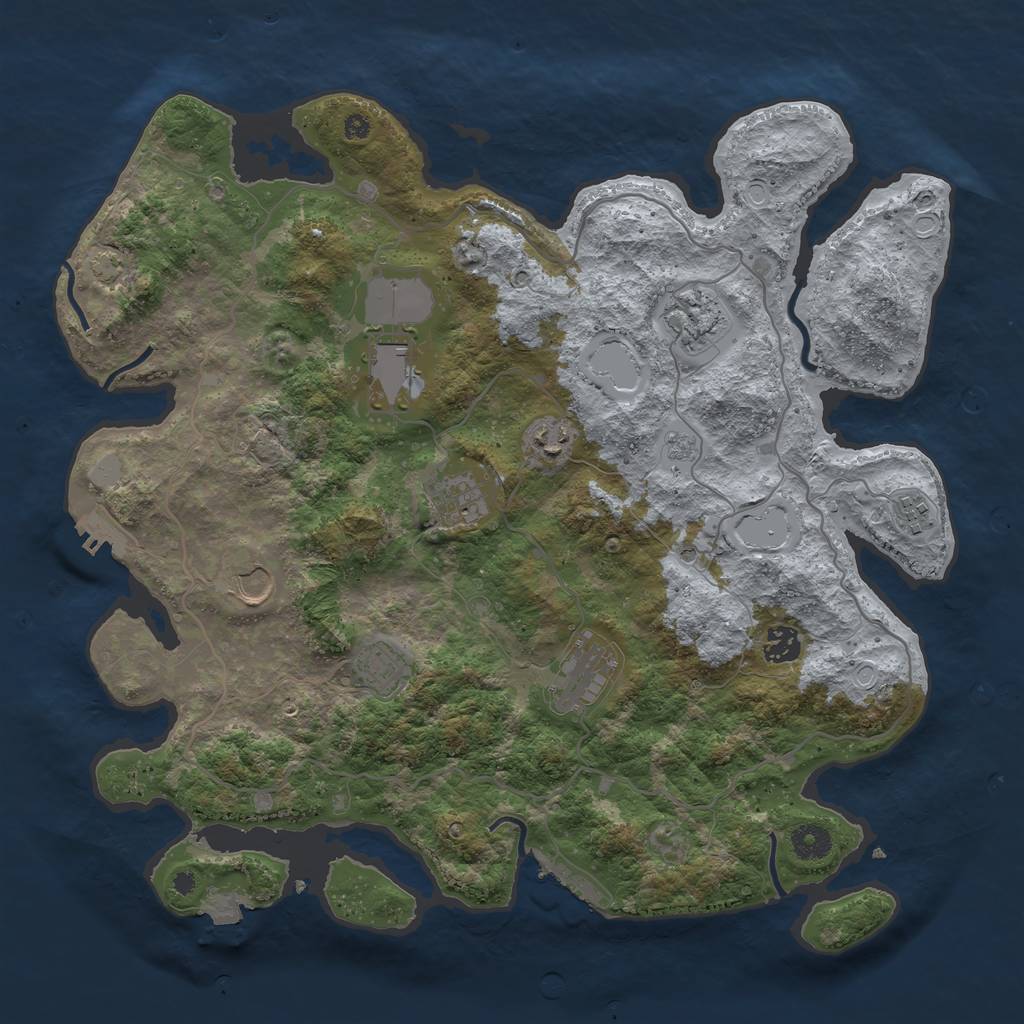 Rust Map: Procedural Map, Size: 4000, Seed: 65507301, 17 Monuments